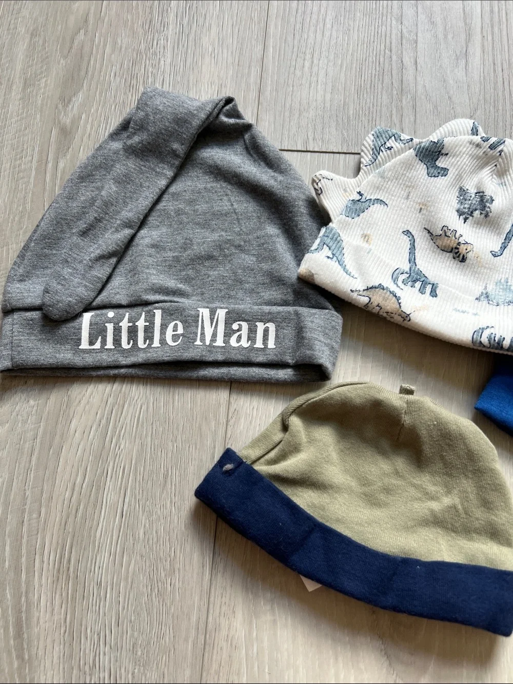 Bundle of Baby Hats 4 Piece Carter's Little Man Dinosaur Newborn to 1 Year